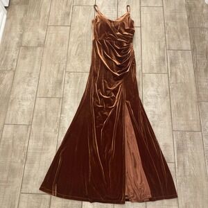 Revelry Dress 4 Rust Velvet Long Y2K Silhouette Boho Whimsigoth Fairy Bridesmaid